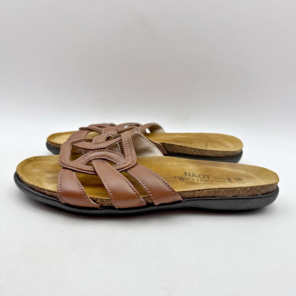 Naot Brown Leather Slide Sandals - Picture 7 of 14